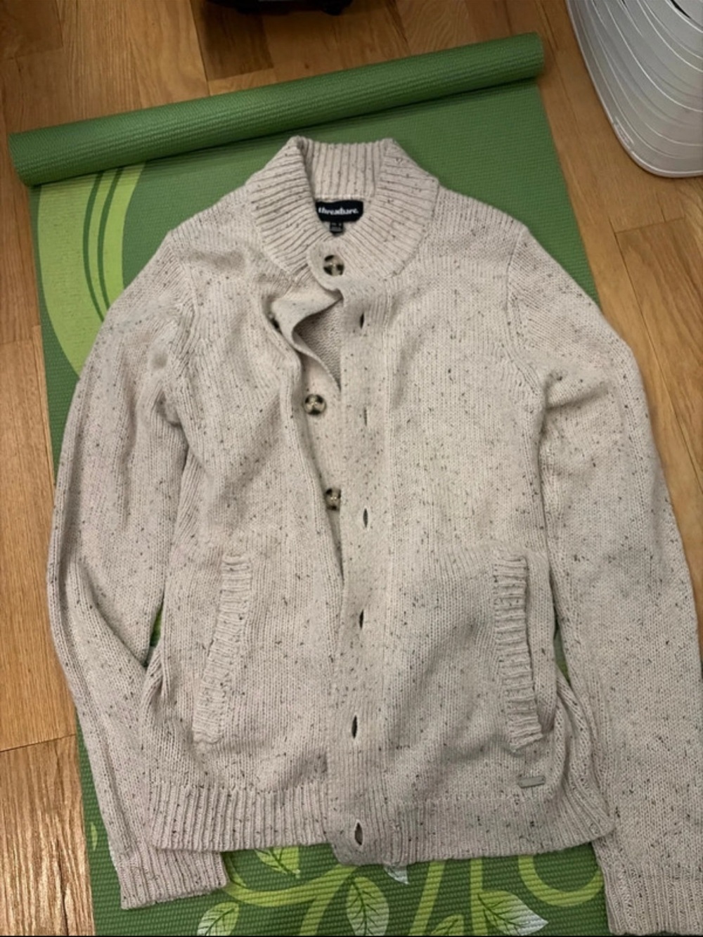 Threadbare Cream Speckled Button-Up Sweater